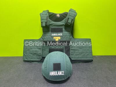 Job Lot Including 1 x Aegis Engineering Armour Ballistics Vest with Plates and 1 x Aegis Engineering Armour Helmet