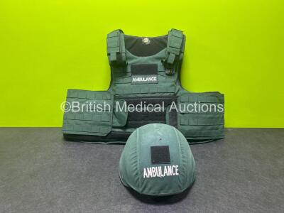 Job Lot Including 1 x Aegis Engineering Armour Ballistics Vest with Plates and 1 x Aegis Engineering Armour Helmet