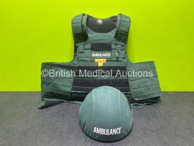 Job Lot Including 1 x Aegis Engineering Armour Ballistics Vest with Plates and 1 x Aegis Engineering Armour Helmet