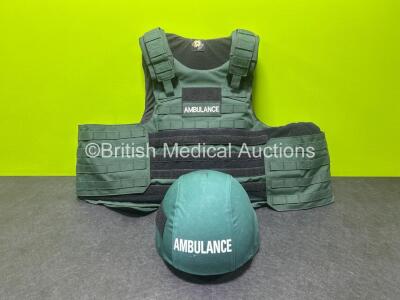 Job Lot Including 1 x Aegis Engineering Armour Ballistics Vest with Plates and 1 x Aegis Engineering Armour Helmet