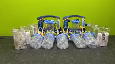 2 x Laerdal Suction Units with 14 x Cups (Both Power Up with Damaged Casing) *78071294211 / N/A*