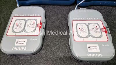 2 x Philips Heartstart FRx Defibrillators (Both Power Up) with 2 x M5070A LiMnO2 Batteries *Install Before 2028* and 2 x Smart Pads II *Both Expired* - 5