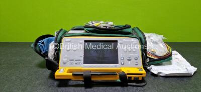 Welch Allyn PIC50 Defibrillator Including Pacer, ECG/EKG, BP, IBP1, IBP2, TEMP, CO2, SpO2 and Printer Options and Selections of Cables (Powers Up with Stock Power Supply - Stock Power Supply Not Included and Missing Battery - See Photo)