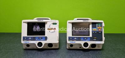 2 x Medtronic Lifepak 20 Defibrillator / Monitor (Both Power Up and Both Missing Batteries - See Photo) Including ECG and Printer Options