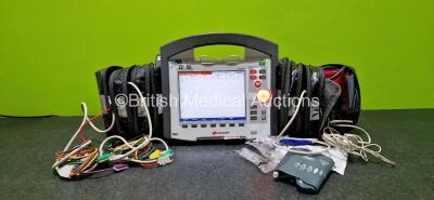 GS Corpuls3 Slim Defibrillator Ref : 04301 (Powers Up) with Corpuls Patient Box Ref : 04200 (Powers Up) with Pacer, Oximetry, ECG-D, ECG-M, CO2, CPR, NIBP and Printer Options, 4 and 6 Lead ECG Leads, CO2 Cable, CPR Cable, Hose with Cuffs, 3 x Li-ion Batte