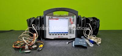 GS Corpuls3 Slim Defibrillator Ref : 04301 (Powers Up) with Corpuls Patient Box Ref : 04200 (Powers Up) with Pacer, Oximetry, ECG-D, ECG-M, CO2, CPR, NIBP and Printer Options, 4 and 6 Lead ECG Leads, CO2 Cable, CPR Cable, Hose with Cuffs, 3 x Li-ion Batte