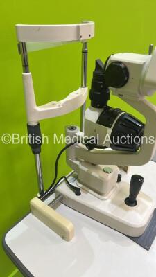 TopCon SL-4F Slit Lamp with Binoculars, 2 x 12,5x Eyepieces and Chin Rest on Hydraulic Table (Powers Up) *S/N 420105* - 6