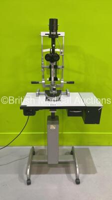 Haag Streit Bern SL900 Slit Lamp with Binoculars, 2 x 10x Eyepieces, 2 x 16x Eyepieces and Chin Rest on Hydraulic Table (Powers Up with Good Bulb) *S/N 900.1.1.60745* - 11