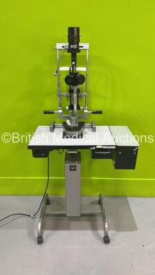 Haag Streit Bern SL900 Slit Lamp with Binoculars, 2 x 10x Eyepieces, 2 x 16x Eyepieces and Chin Rest on Hydraulic Table (Powers Up with Good Bulb) *S/N 900.1.1.59769*