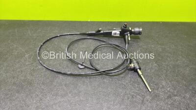 Pentax FB-18V Bronchoscope in Case - Engineer's Report : Optical System - 5 x Broken Fibers, Angulation - No Fault Found, Insertion Tube - Worn, Light Transmission - Light Guide Tube Torn at Plug, Channels - No Fault Found, Leak Check - Leak from Light Gu - 2