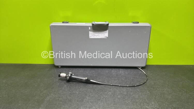 Karl Storz 11009 BCI Bronchoscope in Case - Engineer's Report : Optical System - 3 x Broken Fibers, Angulation - No Fault Found, Insertion Tube - Kinked and Leaking Due to Missing Bending Section Rubber, Light Transmission - No Fault Found, Leak Check - L