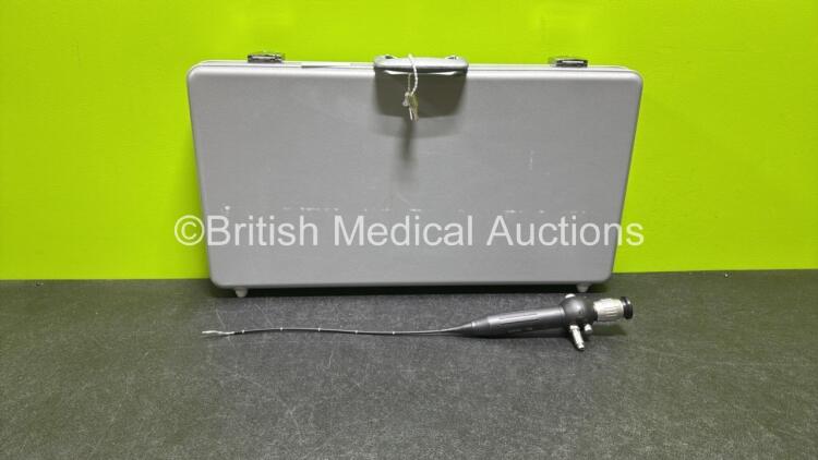 Karl Storz 11101 RP2 Pharyngoscope in Case - Engineer's Report : Optical System - 1 x Broken Fiber, Angulation - Severely Crushed, Not Angled Due to Damage, Insertion Tube - No Bending Section Rubber, Light Transmission - No Fault Found, Leak Check - Leak