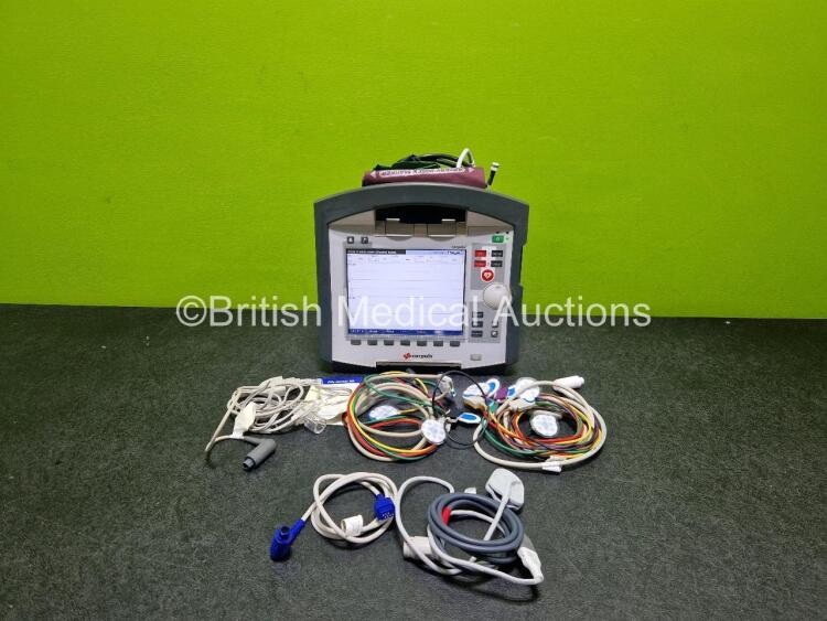 GS Corpuls3 Slim Defibrillator Ref : 04301 (Powers Up) with Corpuls Patient Box Ref : 04200 (Powers Up) with Pacer, Oximetry, ECG-D, ECG-M, CO2, CPR, NIBP and Printer Options with 4 and 6 Lead ECG Leads, CO2 Cable, CPR Sensor, Hose, SpO2 Cable, TG-121T Ca