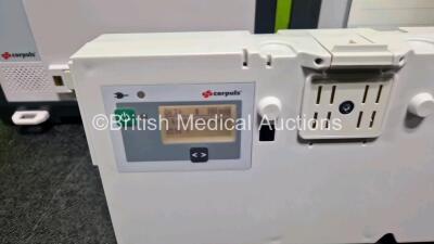 GS Corpuls3 Slim Defibrillator Ref : 04301 (Powers Up) with Corpuls Patient Box Ref : 04200 (Powers Up) with Pacer, Oximetry, ECG-D, ECG-M, CO2, CPR, NIBP and Printer Options with 4 and 6 Lead ECG Leads, CPR Sensor, Hose, SpO2 Cable, TG-121T Cable, 3 x L - 10