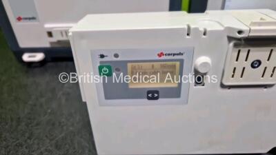 GS Corpuls3 Slim Defibrillator Ref : 04301 (Powers Up) with Corpuls Patient Box Ref : 04200 (Powers Up) with Pacer, Oximetry, ECG-D, ECG-M, CO2, CPR, NIBP and Printer Options with 4 and 6 Lead ECG Leads, CPR Sensor, Hose, SpO2 Cable, TG-121T Cable, 3 x L - 10