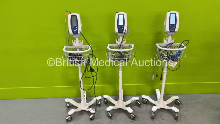 3 x Welch Allyn Vital Signs Patient Monitors With Accessories (Powers Up) ( Small Frame Damage See Pictures )