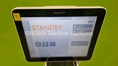 Maquet Servo U Ventilator on Stand Model No 6694800 - System Software Version 4.4.0.78be7bed - System Version 4.4 Running Hours 42069 with Hoses *Mfd 2016* (Powers Up) with 4 x Ref 6487180 NI-MH Battery Modules *SN 22009* - 2