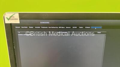 Samsung WS80A Flat Screen Ultrasound Scanner *S/N S0ZKM3HH900005D* **Mfd 2016** Software Version 4.01.14d.3045 with 4 x Transducers / Probes (V5-9 / CV1-8A / CA3-10A and CA1-7A) and Mitsubishi P95 Printer (Powers Up - Missing Rear Door Trim - See Pictures - 15