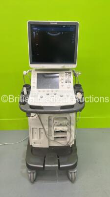 Toshiba Aplio 500 TUS-A500 Flat Screen Ultrasound Scanner *S/N WAC15X2416* **Mfd 2015** Software Version AB_V6.00*R003 with 2 x Transducers / Probes (PVT-375BT *Mfd 2016* and PVT-674BT *Mfd 2015) and Sony UP-D898MD Digital Graphic Printer (Powers Up) ***I