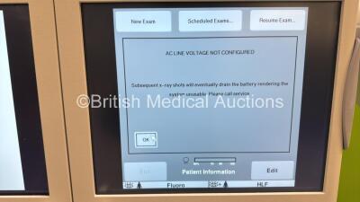 GE OEC 9900 Elite ESP 9" C-Arm *Mfd - Nov 2008* Software Version : WS - 7.0.62, GIB - 4.6.17, FFB - 4.6.17 with Dual Flat Screen Image Intensifier, Footswitch, Exposure Trigger and Key (Powers Up, Unable to Take Exposure Due to Errors - See Photos for Err - 4