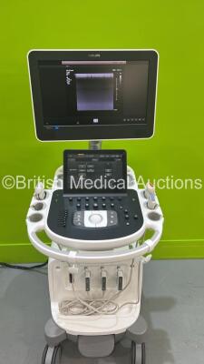 Philips Epiq 5G Flat Screen Ultrasound Scanner Ref 989605408541 SVC HW A.0 *S/N USN14C0364* **Mfd 2014** Software Version 1.5.6.850 with 3 x Transducers / Probes (L18-5 / C5-1 and L12-3) (Powers Up) - 2