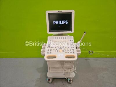 Philips HD7 Ultrasound Scanner/System Rev 3.1.1 (Powers Up) with 2 x Transducers Including 1 x C5-2 and 1 x C8-4v *SN CI54140123*