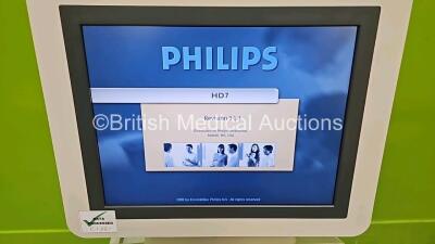 Philips HD7 Ultrasound Scanner/System Rev 3.1.1 (Powers Up) with 2 x Transducers Including 1 x C5-2 and 1 x C8-4v *SN CI54140121* - 2