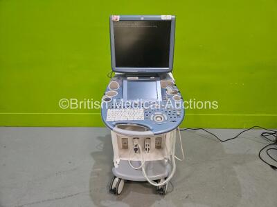 GE Voluson E8 Expert Flat Screen Ultrasound Scanner (Powers Up, Damage to Unit - See Photos) **HDD Removed* with 2 x Transducer / Probes Including 1 x C1-5 and 1 x IC5-9-D *SN D04432 / 63866YPB / 213156WX3*