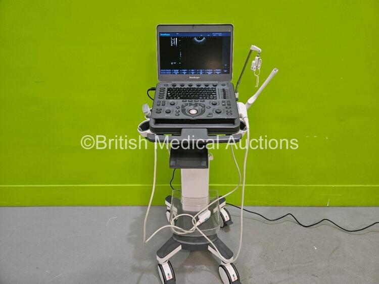 SonoScape X3 Flat Screen Portable Ultrasound Scanner *Mfd - 2019* Software Version R1.0 (Powers Up) on Stand with 1 x 3C-A Curved Array Probe and 1 x 6V1 Micro Curver Array *SN 0481781446* **C1 214**