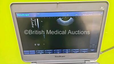 SonoScape X3 Flat Screen Portable Ultrasound Scanner *Mfd - 2019* Software Version R1.0 (Powers Up) on Stand with 1 x 3C-A Curved Array Probe and 1 x 6V1 Micro Curver Array *SN 0481781446* **C1 214** - 2