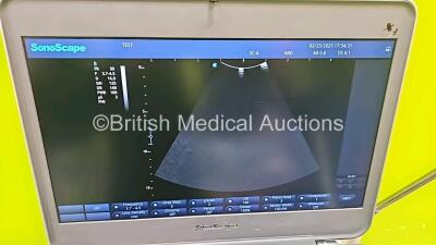 SonoScape X3 Flat Screen Portable Ultrasound Scanner *Mfd - 2019* Software Version R1.0 (Powers Up) on Stand with 1 x 3C-A Curved Array Probe and 1 x 6V1 Micro Curver Array *SN 0481781446* **C1 214** - 10