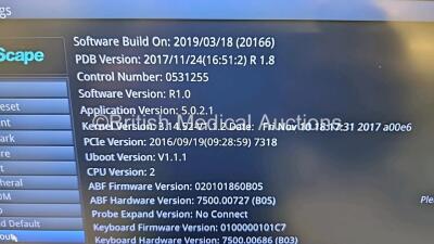 SonoScape X5 Flat Screen Portable Ultrasound Scanner *Mfd - 2018* Software Version R1.0 (Powers Up, Missing Part on Probe Lock - See Photo) on Stand with 3C-A Curved Array Probe *SN 0489555136* **CD205** - 10