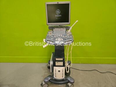 GE Voluson S8 Flat Screen Ultrasound Scanner Ref BT16 *Mfd - 2012* Software Version A11.0.4.378 (Powers Up Missing Casing - See Photo) with 1 x E8C-RS Probe *Mfd - 2018* 1 x C1-5-RS Probe *Mfd - 2018* (Both Probes with Marks - See Photo) and 1 x Sony U