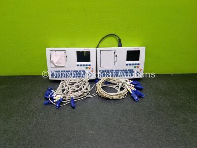 2 x Schiller Cardiovit AT-101 ECG Machine (1 x Draws Power, 1 x No Power) with 2 x 10 Lead ECG Leads