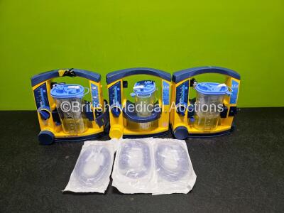 3 x Laerdal LSU Suction Units (All Power Up) with Suction Cup and Hoses