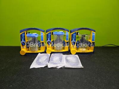 3 x Laerdal LSU Suction Units (All Power Up) with Suction Cup and Hoses