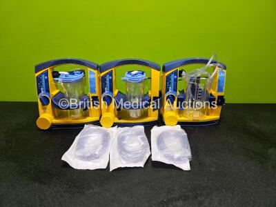 3 x Laerdal LSU Suction Units (All Power Up 1 x with Damage - See Photo) with Suction Cup and Hoses