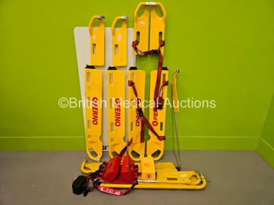 Job Lot Including 2 x Ferno Scoop 65 Scoop Stretchers (1 x with Damage and In Parts) 1 x Boundtree Immobilizer with 3 x Head Foam Block and 1 x Ferno Safety Strap