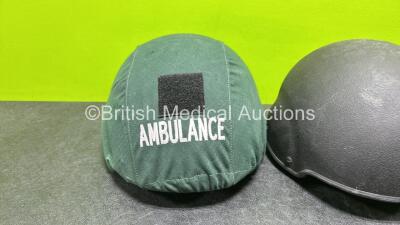 3 x Engineering Armour Ambulance Helmets (1 x Missing Ambulance Cover - See Photos) - 4