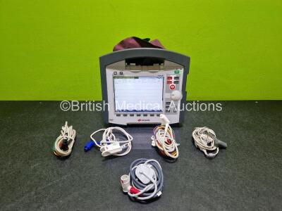 GS Corpuls3 Slim Defibrillator Ref : 04301 (Powers Up) with Corpuls Patient Box Ref : 04200 (Powers Up) with Pacer, Oximetry, ECG-D, ECG-M, CO2, CPR, NIBP and Printer Options with 4 and 6 Lead ECG Leads, Hose with Cuff, TG-121T Cable, CO2 Cable, SpO2 Cab