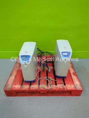 2 x Gambro WRO 300 H Water Treatment Systems with Hoses and Power Supplies (1 x Powers Up, 1 x No Power)