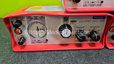 3 x Smiths Medical ParaPAC Plus 300 Transport Ventilators MR Conditional *2 x Mfd 2020 1 x 2019* with 3 x Li-SOCI2 Batteries **SN 2003185 / RF70162 / 1912265* - 2