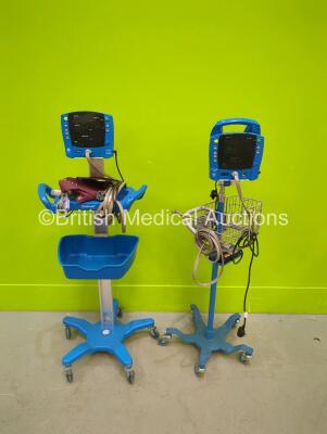 2 x GE Carescape V100 Vital Signs Monitors on Stands (Both Power Up)