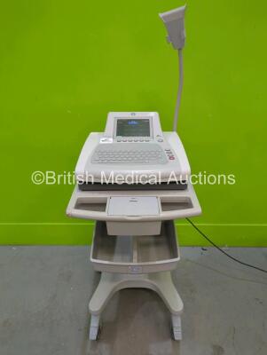 GE MAC3500 ECG Machine on Stand (Powers Up) with 10 Lead ECG Lead