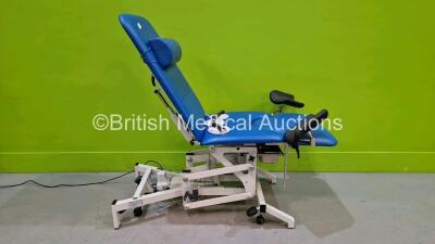 Plinth Medical Model 93G300002-Atlantic Gynaecology Chair *Mfd 2022* with Footswitch (Powers Up, Hydraulics Tested Working and Damaged Cushion - See Photo) *SN 93G300002-2622-0014*