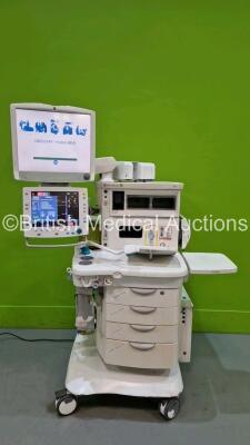 Datex-Ohmeda Aisys Anaesthesia Machine Software Version 08.01 with GE BB850 Monitor (Stuck on Loading Screen and Missing Casing - See Photo), C1-CPU Unit, Module Rack with Blank Modules, Hoses and Bellows (Powers Up) *SN ANAR00123*