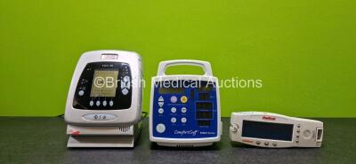 Mixed Lot including 1 x Breas Vivo 40 Ventilator (Powers Up and Damaged Casing - See Photo), 1 x Criticare ComfortCuff 506N3 Series Patient Monitor (No Power and Damaged Casing - See Photo) and 1 x MasimoSET Radical Signal Extraction Pulse Oximeter (No Po