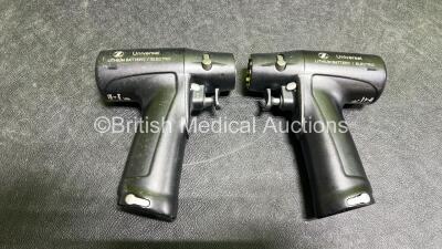 Zimmer Job Lot Including 2 x Zimmer Universal Handpieces ( 445983 / 445734), 3 x Battery Housing Units ( 89-8510-440-10), 2 x Battery Funnel ( 89-8510-440-30) and 8 x Attachments ( 450243 Pin Driver / 437651 Wire Driver / 448498 Oscillating Saw / 441331 1 - 2