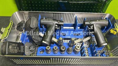 Zimmer Job Lot Including 2 x Zimmer Universal Handpieces ( 250665 / 406211 ), 2 x Battery Housing Units ( 89-8510-440-10 ), 1 x Battery Funnel ( 89-8510-440-30) and 7 x Attachments ( 440010 1000 Rpm Universal / 442264 Small AO 1000 RPM Universal / 450223 - 2