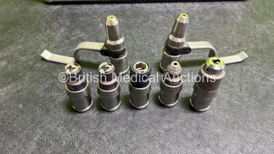 Zimmer Job Lot Including 2 x Zimmer Universal Handpieces ( 250665 / 406211 ), 2 x Battery Housing Units ( 89-8510-440-10 ), 1 x Battery Funnel ( 89-8510-440-30) and 7 x Attachments ( 440010 1000 Rpm Universal / 442264 Small AO 1000 RPM Universal / 450223 - 7